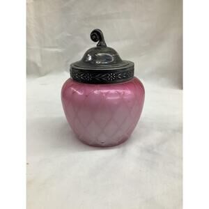 Antique rare Victorian Diamond Satin Covered Jelly Dish, 4 1/2”Tall